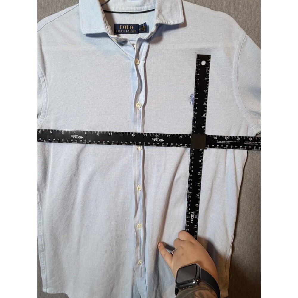 Polo Ralph Lauren Men's M Medium Blue Knit Long Sleeve Casual Button Down Shirt - Picture 4 of 5